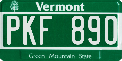 VT license plate PKF890
