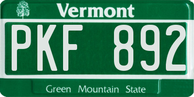 VT license plate PKF892
