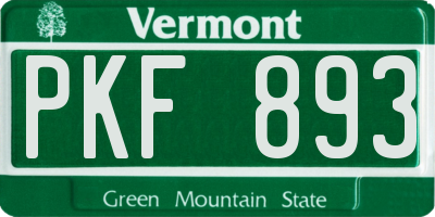 VT license plate PKF893