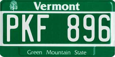 VT license plate PKF896