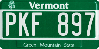 VT license plate PKF897
