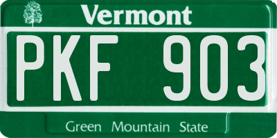 VT license plate PKF903