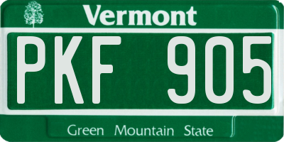 VT license plate PKF905