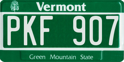 VT license plate PKF907