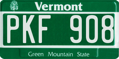 VT license plate PKF908