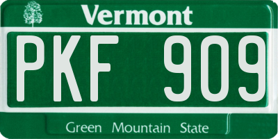 VT license plate PKF909