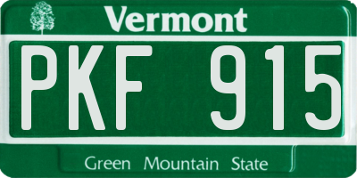 VT license plate PKF915