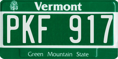 VT license plate PKF917