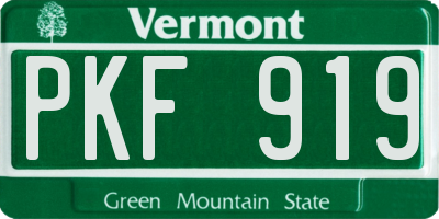 VT license plate PKF919