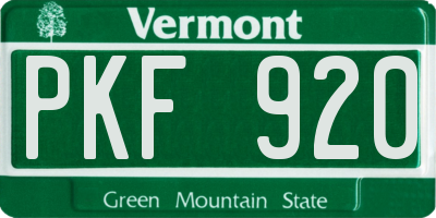 VT license plate PKF920