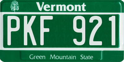 VT license plate PKF921