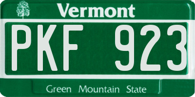 VT license plate PKF923