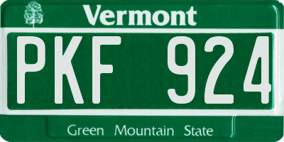 VT license plate PKF924