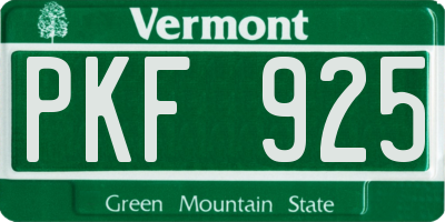 VT license plate PKF925