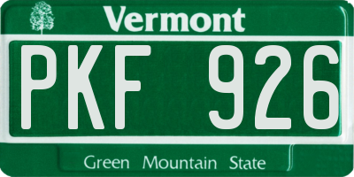 VT license plate PKF926