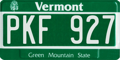 VT license plate PKF927