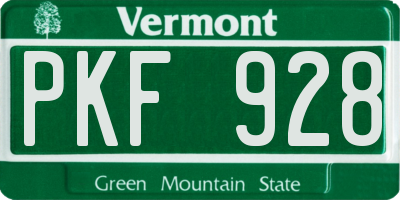 VT license plate PKF928