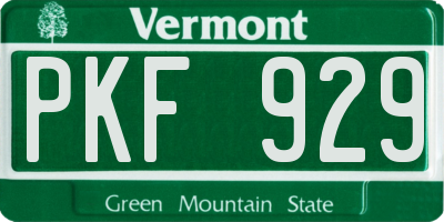 VT license plate PKF929