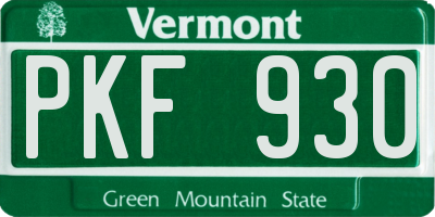 VT license plate PKF930