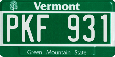 VT license plate PKF931