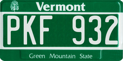 VT license plate PKF932