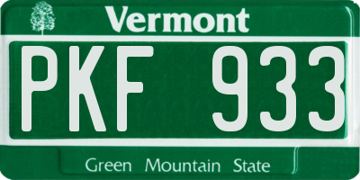 VT license plate PKF933