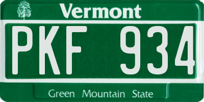 VT license plate PKF934