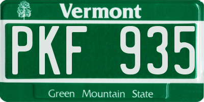 VT license plate PKF935