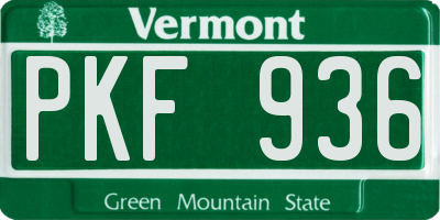 VT license plate PKF936