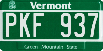 VT license plate PKF937