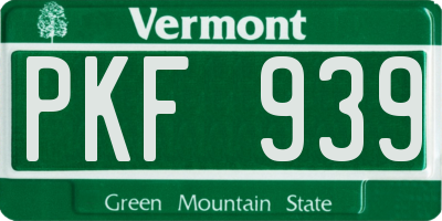 VT license plate PKF939