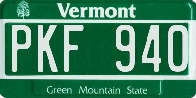 VT license plate PKF940