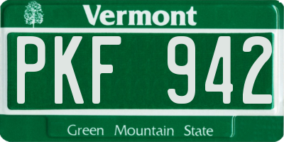 VT license plate PKF942