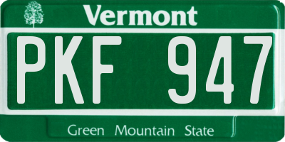 VT license plate PKF947