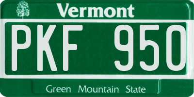 VT license plate PKF950