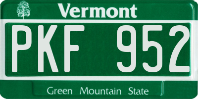 VT license plate PKF952