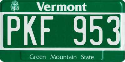 VT license plate PKF953