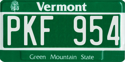 VT license plate PKF954