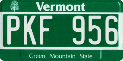 VT license plate PKF956