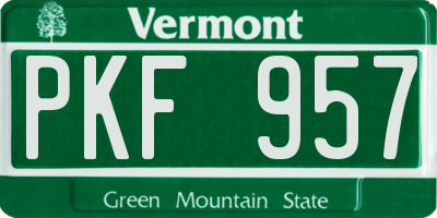 VT license plate PKF957