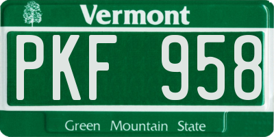 VT license plate PKF958