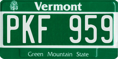 VT license plate PKF959