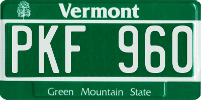 VT license plate PKF960