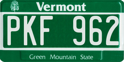 VT license plate PKF962