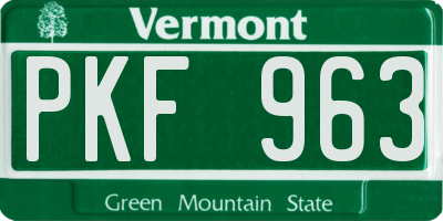 VT license plate PKF963