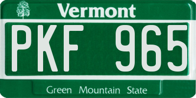VT license plate PKF965