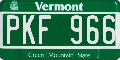 VT license plate PKF966