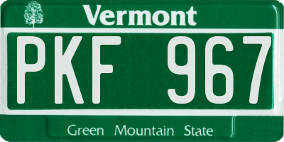 VT license plate PKF967