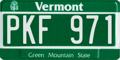 VT license plate PKF971