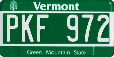 VT license plate PKF972